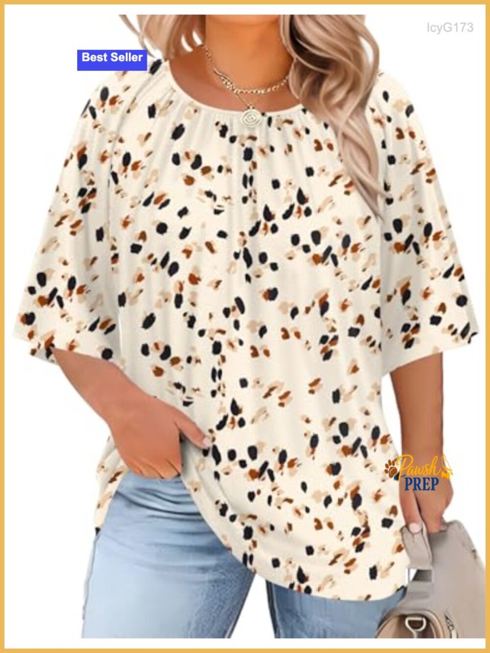 3/4 Sleeve Crewneck Tunic Blouse Plus Size Flowy Dressy Casual Top Shirt